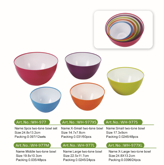 WH-977 5pcs two-tone bowl set